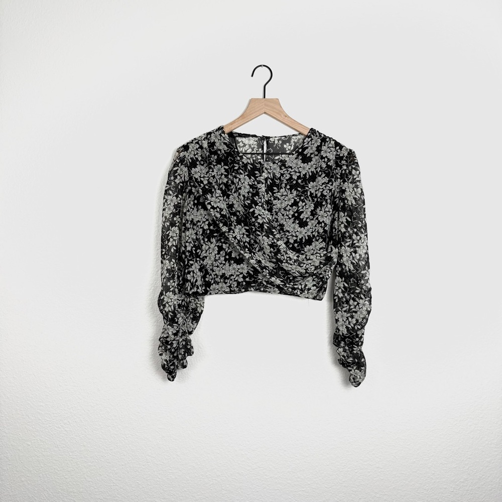 Floral Black and White Women's Top